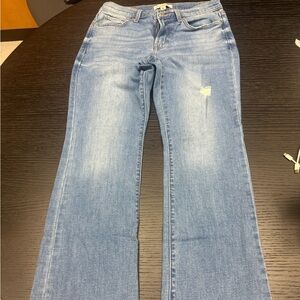 Lucky Brand Blue Denim Jeans with Tan Leather Patch